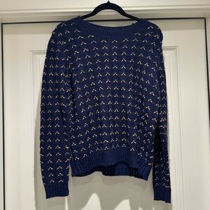 NWT The Korner Navy and Tan Patterned Sweater size M/L